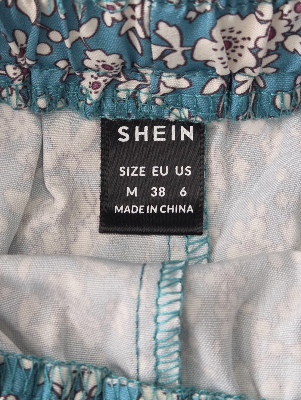 Shein Teal Floral Two-Piece Crop Top & Shorts Set Size Medium - Picture 8 of 12